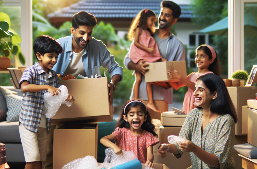 Mudanzas en Totana con niños organizando cajas