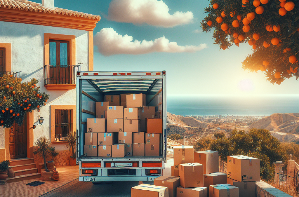 Mudanzas internacionales desde Alicante con camión cargando cajas