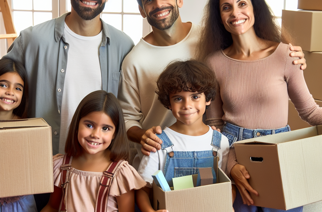 Mudanzas en Totana con niños organizando el empaque de cajas