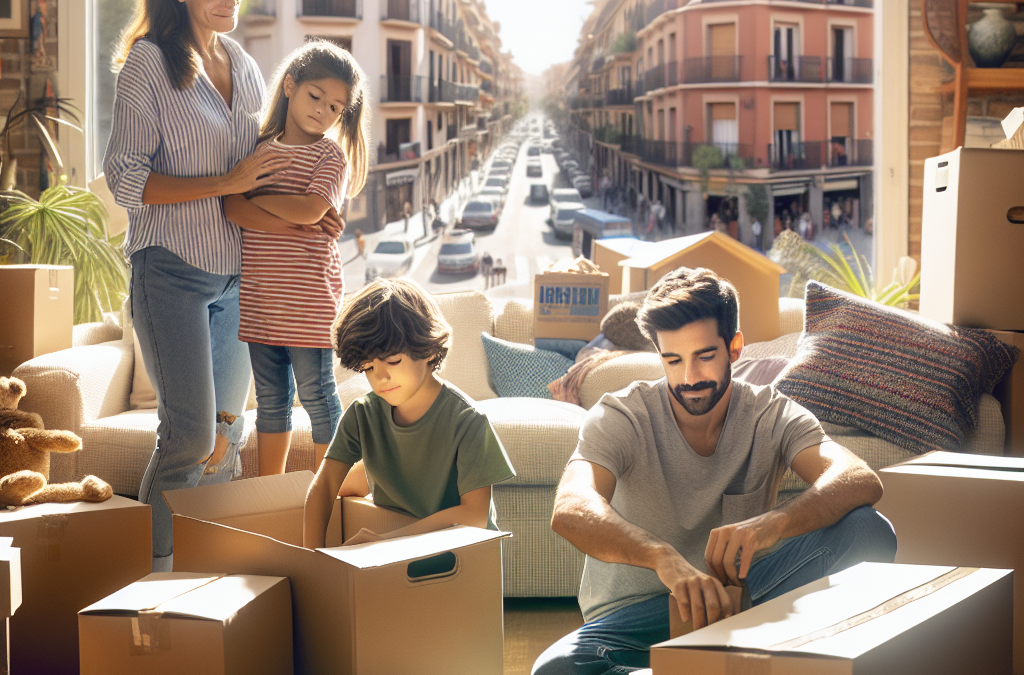 Mudanzas en San Vicente del Raspeig: familia empacando cajas para mudanza